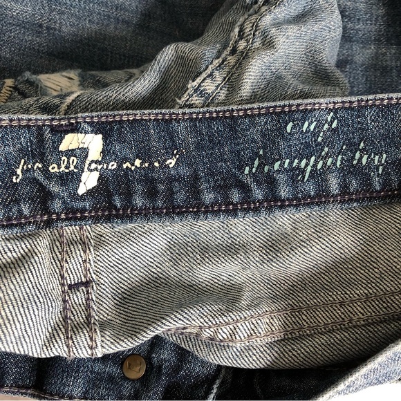 7FAM Crop Straight Leg Distressed Size 28 Capri Summer Jeans - Picture 11 of 13
